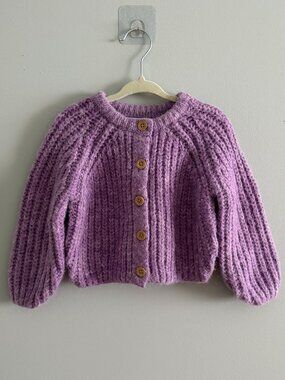 NWT Old Navy Lilac Purple Chunky Knit Cardigan Sweater 18-24M